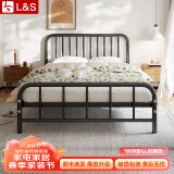 L&S床铁艺床铁架床时尚双人床现代简约卧室出租房宿舍床板床铺 YC18 2*1.2米+直板5cm椰棕床垫