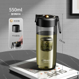 ONEDAY磁弹泡茶杯茶水分离磁吸男士生新款旅行便携茶叶专用水杯子随手杯 翻盖款时尚黑磁吸茶仓 550ml