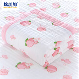 棉加加（Cotton++）纱布浴巾6层婴儿纯棉宝宝全棉100%新生儿童3-6-12岁洗澡包被裹巾 桃兔粉【a类6层一体超柔110*110 cm拉伸尺寸