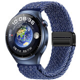 方哲品牌原装适用华为watch4pro表带蔚蓝地球GT7/GT6新款编织尼龙磁吸gt5/gt4运动感watch5男女款腕带 磁吸扣编织环【蓝间白】黑扣 华为Watch4pro/3pro【48MM表盘】