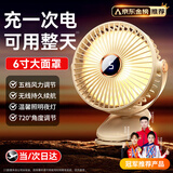 YOUMAKER【米家App智能风控】桌面夹子小风扇usb办公室学生宿舍床上车载户外婴儿车式小型台式大风力小电扇 充电数显款丨白色4000毫安6寸风扇丨五档大风力