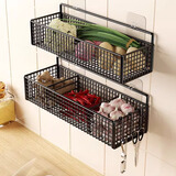 坤奉葱姜蒜厨房置物架壁挂收纳调料姜蒜各种神器墙上沥水菜篮子免打孔 黑色单层小号-常规款