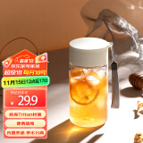 Funjia趣家夏季运动水杯儿童水杯女塑料杯子高颜值Tritan水杯 白色350ml