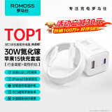 罗马仕30W氮化镓苹果15充电器iPhone15ProMax快充套装兼容PD20W/27W适用ipad平板Type-C数据线手机快充头