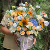 冉子花坊鲜花速递同城配送向日葵混搭抱抱桶玫瑰送爱人女友生日礼物真鲜花 蓝颜知己