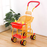 尚娇酷婴儿仿藤手推车藤椅宝宝轻便推车夏季八轮儿童车新款通风易洗推车 D60加靠枕