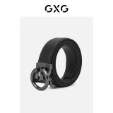 GXG皮带真皮男士裤腰带纯牛皮青年年轻人商务皮带 黑色 120cm