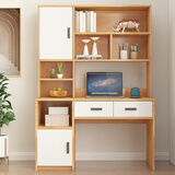 平子集书柜一体书桌组合卧室带书架台式电脑桌书房家具ENF级免漆板定制 黄橡木色 长1.1m*宽0.55m*高1.8m