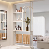 格琳郎卫生间半墙隔断柜客厅屏风长虹玻璃铁艺轻奢干湿分区洗手台置物架 【款式一】（奶油色/每平方）