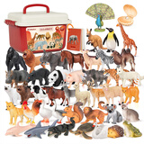 纽奇儿童动物模型玩具男女孩新年礼物仿真野生动物园套装启蒙认知玩具 全家桶43只+43张认知卡 赠动物贴纸5张（蛇年款除外）
