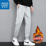 真维斯（Jeanswest）父亲节礼物休闲裤男秋冬季男裤休闲长裤户外运动透气弹力直筒长裤 木斯林-8813浅灰束脚加绒 2XL -（建议130斤-150斤）