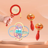 乐英奇面包超人新生宝宝摇铃沙锤拨浪鼓安抚玩具0-6-12个月婴儿抓握手摇 沙锤1对+拨浪鼓+曼哈顿球