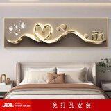 美誉度卧室床头装饰画现代轻奢主卧床头背景墙挂画免打孔新中式房间壁画 甜蜜暖居 60*180（建议1.8米左右床头） 摩登黑色拉丝加厚铝合金边框