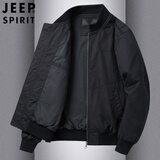 JEEP SPIRIT吉普精神飞行员夹克男春秋季工装复古棒球服美式休闲修身男士外套 黑色 M 110-130斤