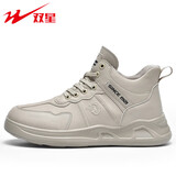双星休闲鞋男时尚秋冬鞋子男中帮轻便舒适运动鞋百搭男靴潮流户外板鞋 MXSM-DD03073 米色 42