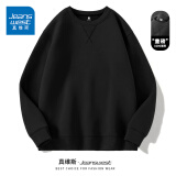 真维斯（Jeanswest）重磅圆领三角卫衣男女生春秋2024款宽松中性风米咖色打底衫外套男 黑(ZS纯色) XL