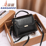 袋鼠（KANGAROO）小包女2025春季手提小方包韩版复古女包大容量单肩包 黑色