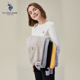 U.S. POLO ASSN.保罗针织衫秋冬季长袖T恤保暖羊毛衫打底衫时尚百搭 白色003【圆领】 L
