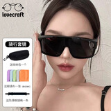 LOVECRAFT骑行眼镜近视套镜1622-黑框灰片男女墨镜自行车护目防紫外线风沙