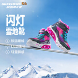 Skechers斯凯奇儿童雪地靴子秋冬保暖运动鞋女童舒适闪灯休闲棉靴302677L