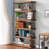 铁卓耐实木书架多层置物架陈列架客厅靠墙收纳架办公室一体隔断落地书柜 80*35*200（板厚3cm）