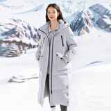 乐町【三防】长款工装面包羽绒服冬季新款抗静电保暖加厚外套 浅灰色（现货） S