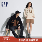 Gap男女装春秋2024新款LOGO美式复古法式圈织软卫衣外套892182 黑色 165/84A(XS)亚洲尺码