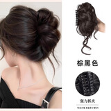 丹琴丸子头假发包发圈女懒人发绳盘发神器自然蓬松花苞头古风头绳发饰 慵懒花苞头【棕黑色】