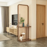 珍珲阁日式实木藤编屏风隔断可移动入户玄关遮挡客厅原木风简约风水座屏 胡桃木框架( 70*180CM) 组装