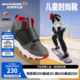 Skechers斯凯奇男女童棉鞋儿童雪地靴冬季厚实保暖中帮大童二棉鞋8701648L 男童-黑色-多彩色-BKMT 30码