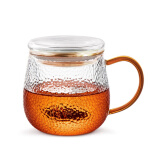 忆壶茶锤纹茶杯玻璃茶道杯泡茶杯茶水分离水杯子办公带过滤花茶杯400ml