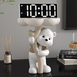 辰鱼创意暴力熊落地摆件客厅电视柜沙发旁茶几家居装饰品乔迁搬家礼物 【时钟款】捧花熊洛洛-棕色