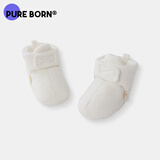 博睿恩（Pureborn）摇粒绒保暖婴儿鞋新生儿软底步前鞋子秋冬装宝宝脚套 本白色 S 长10cm