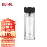 膳魔师（THERMOS）双层玻璃杯商务办公高档水杯男士泡茶杯车载水杯茶水分离节日礼物 TCJGA-400-D-BK短茶隔