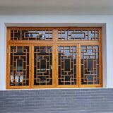 东阳木雕仿古花窗中式镂空窗户实木花格雕花农村老式窗户定制古建 四开窗