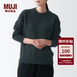 无印良品 MUJI 女式 含牦牛绒骆驼绒圆领毛衣 长袖针织衫秋 冬季 深灰色 XS-S 155/80A