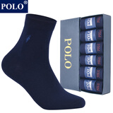 POLO袜子男纯色简约商务袜6双装 夏季中低筒薄款纯棉透气舒适中筒袜 深蓝色六双【型号8275】 6双 均码 39-44码鞋合适