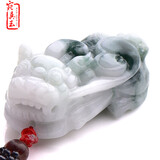 宛真玉 翡翠貔貅玉吊坠 男女霸气招财貔貅冰底飘花玉貔貅男女士玉石玉佩 翡翠貔貅款一