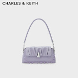 CHARLES&KEITH褶皱串珠手提单肩斜挎腋下包包女包女士生日礼物CK2-20671244 Lilac浅紫色 M