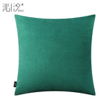 沁汐靠枕天鹅绒轻奢超柔ins靠垫套简约大靠背垫客厅丝绒纯色沙发抱枕 祖母绿 65cm*65cm 含枕芯