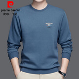 皮尔卡丹（pierre cardin）男士卫衣春秋款重磅无帽含蚕丝t恤长袖宽松大码落肩袖圆领打底衫