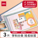 【开学必备】得力(deli)透明网纱拉链袋文件袋一年级小学生文具袋初中生透明学科分类试卷作业收纳 语数英3科