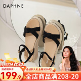 达芙妮（DAPHNE） 凉鞋女一字带厚底沙滩女鞋2024夏季新款平底休闲单鞋罗马鞋女 黑色 35