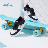 361°儿童四季板鞋男女童(3-12岁)百搭魔术贴滑板鞋小白鞋 黑31