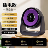 能适新款小型桌面风扇循环扇USB轻音家用台式小电扇涡轮制冷便携大风力空调扇宿舍办公室挂壁卧室厨房 插电款【深空灰】3D冰感循环风智能数显
