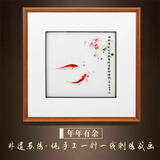 贵妃笑 纯手工苏绣刺绣画 中式客厅餐厅装饰画玄关走廊过道卧室茶室挂画 年年有余