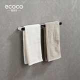 ecoco意可可卫生间置物架简约毛巾架免打孔浴室厕所浴巾架毛巾杆收纳架子 长款黑色-长 46.5cm