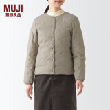 无印良品 MUJI 女式 便携式 无领羽绒夹克女款轻薄冬季内搭羽绒服BDC31C2A 浅棕色 M （160/84A）