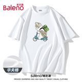 班尼路（Baleno）夏季短袖男女款潮牌定制卡通猫百搭上衣t恤运动宽松五分袖衣服