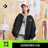 匡威（Converse）官方 秋冬男女美式复古飞行员夹克休闲外套10024169 墨黑色/10024169-A03 S